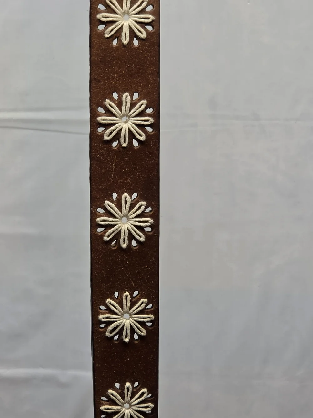 Brown Genuine Leather Floral Cutout Boho Belt Medium